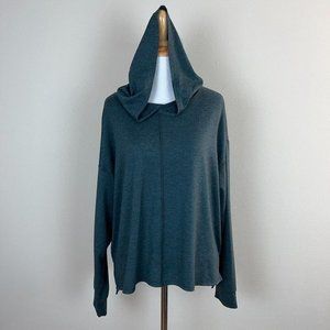 Gap Fit Hooded Top Large Green Brushed‎ Jersey Drop Shoulder Long Sleeve Active